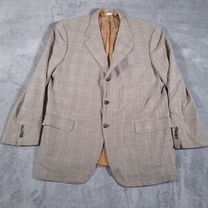 Brioni Blazer Mens 46L Plaid Nomentano Neiman Marcus Wool Blend Italy Jacket